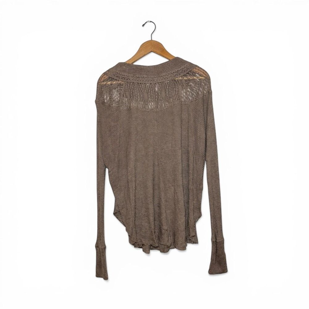 Free People Spring Valley Thermal Top Oversized Sheer Lace Waffle Knit Small - Picture 4 of 7